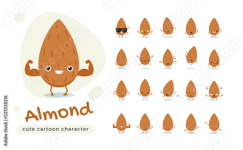 The Cute Brown Almond. Isolated Vector Illustration