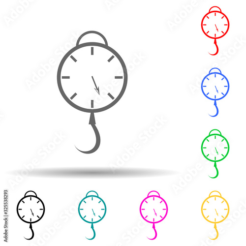 hook scales multi color style icon. Simple glyph, flat vector of measuring elements icons for ui and ux, website or mobile application