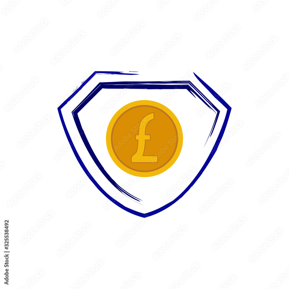 Pound sterling on shield icon logo Pound sterling on shield icon logo