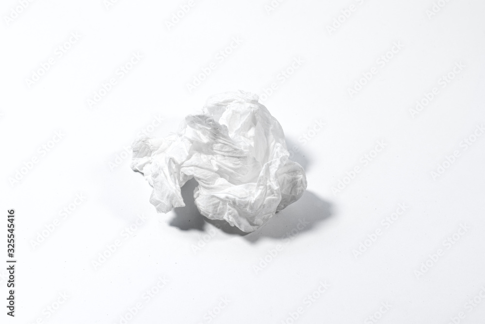 Wrinkled tissue paper on a white background