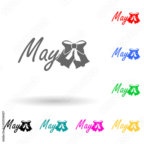 May multi color style icon. Simple glyph, flat vector of name of month icons for ui and ux, website or mobile application