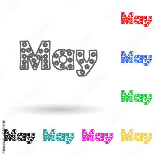 May multi color style icon. Simple glyph, flat vector of name of month icons for ui and ux, website or mobile application