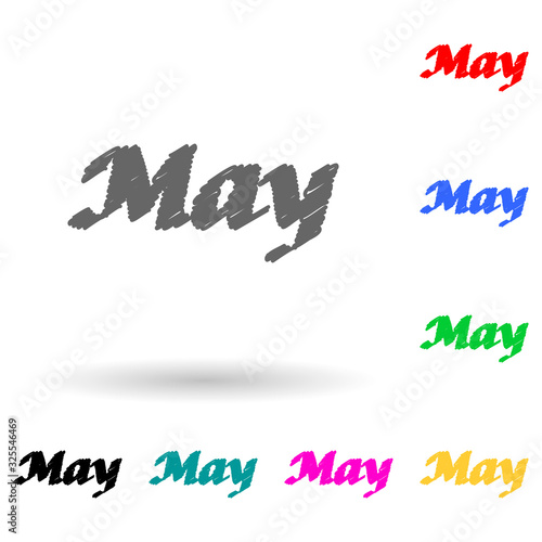 May multi color style icon. Simple glyph, flat vector of name of month icons for ui and ux, website or mobile application