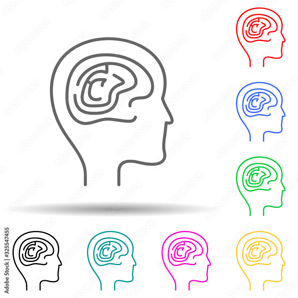 intelligence brain multi color style icon. Simple thin line, outline vector of new technologies icons for ui and ux, website or mobile application intelligence brain multi color style icon. Simple thin line, outline vector of new technologies icons for ui and ux, website or mobile application