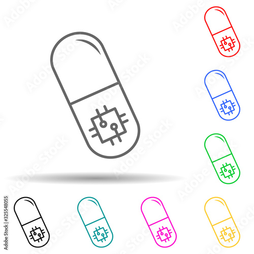 digital pill multi color style icon. Simple thin line, outline vector of new technologies icons for ui and ux, website or mobile application