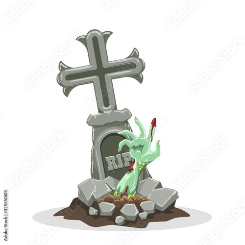 Grave and zombie hand