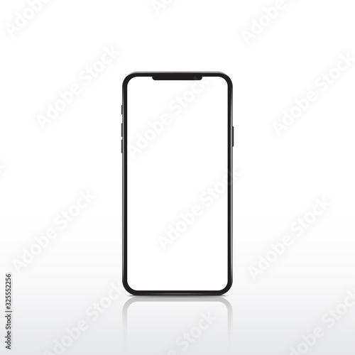 Modern realistic white smartphone. Cellphone frame with blank display. Vector mobile device concept.