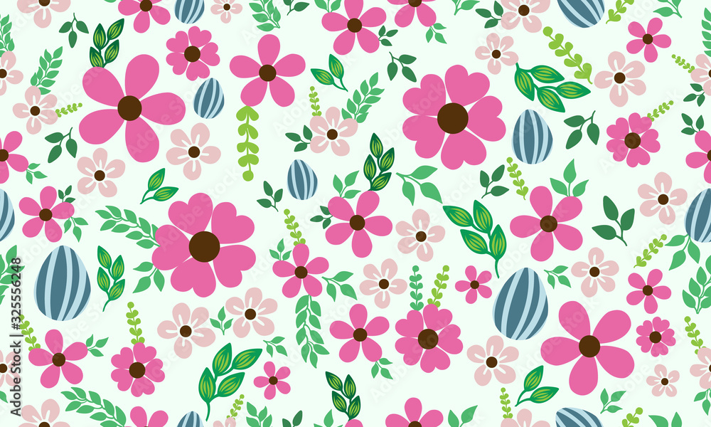 Unique Easter egg pattern background, with leaf and flower drawing. Unique Easter egg pattern background, with leaf and flower drawing.