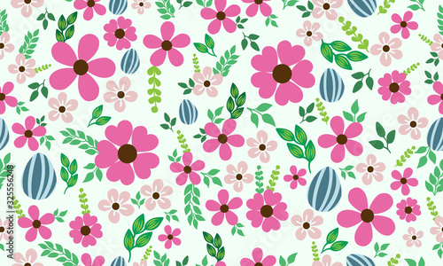 Wallpaper Mural Unique Easter egg pattern background, with leaf and flower drawing. Torontodigital.ca