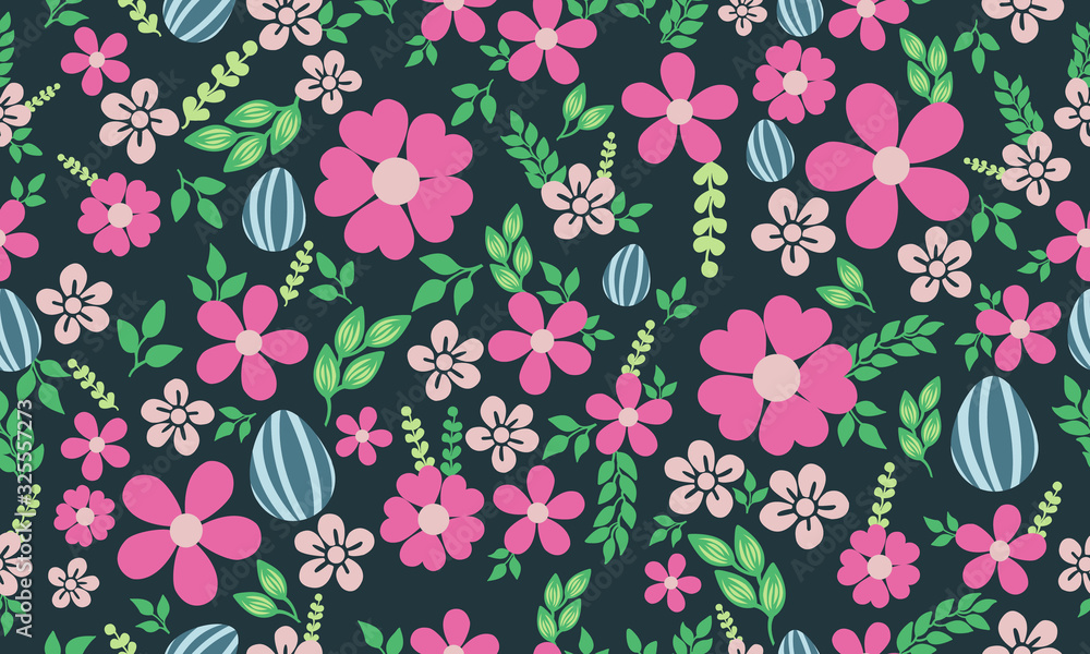 Cute shape Easter egg, with modern leaf and flower pattern background design. Cute shape Easter egg, with modern leaf and flower pattern background design.
