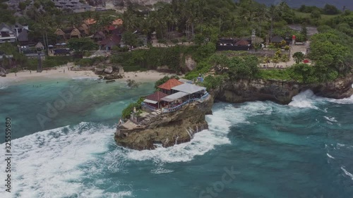 Bali Indonesia Aerial v36 Birdseye view of Mahana Point and Secret Point Beach durning storm - April 2019 photo
