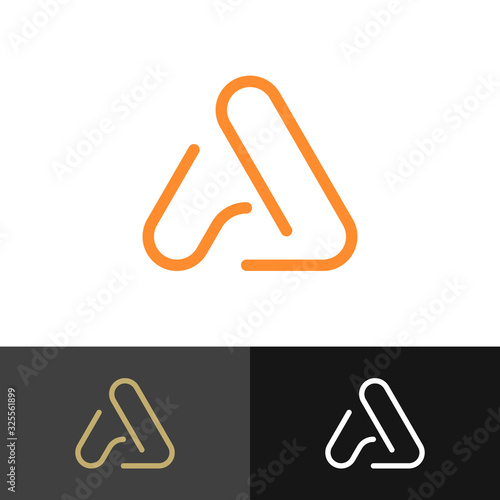 Logo design of letter A in modern and minimalist style. Wave, real estate logo purposed. 