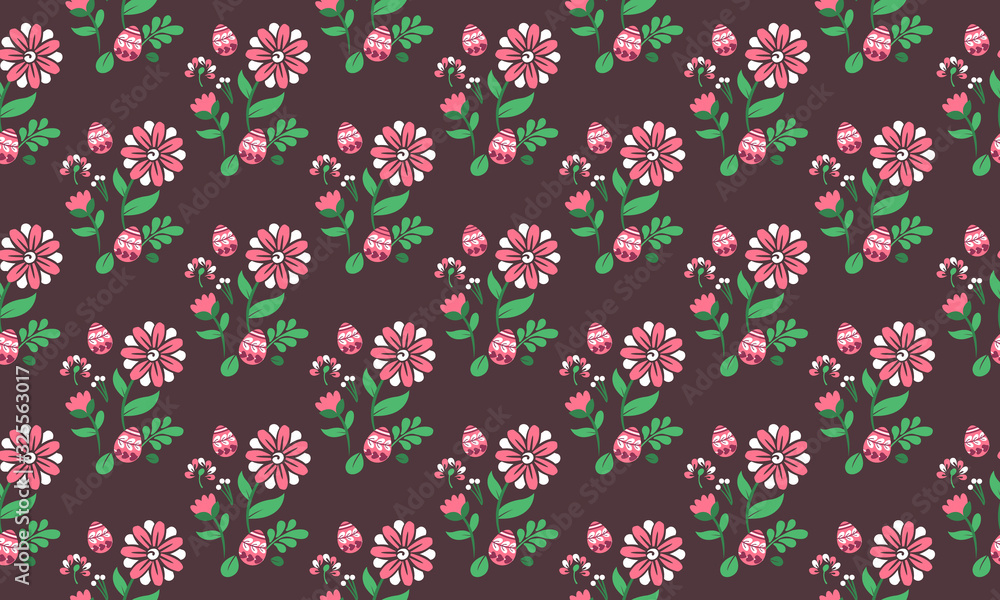 Egg pattern background for Easter, with modern leaf and flower design. Egg pattern background for Easter, with modern leaf and flower design.