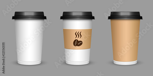 Wallpaper Mural A cup of coffee. Realistic illustration of a cup of cappuccino tea. Mock up 3D cup of coffee. Torontodigital.ca