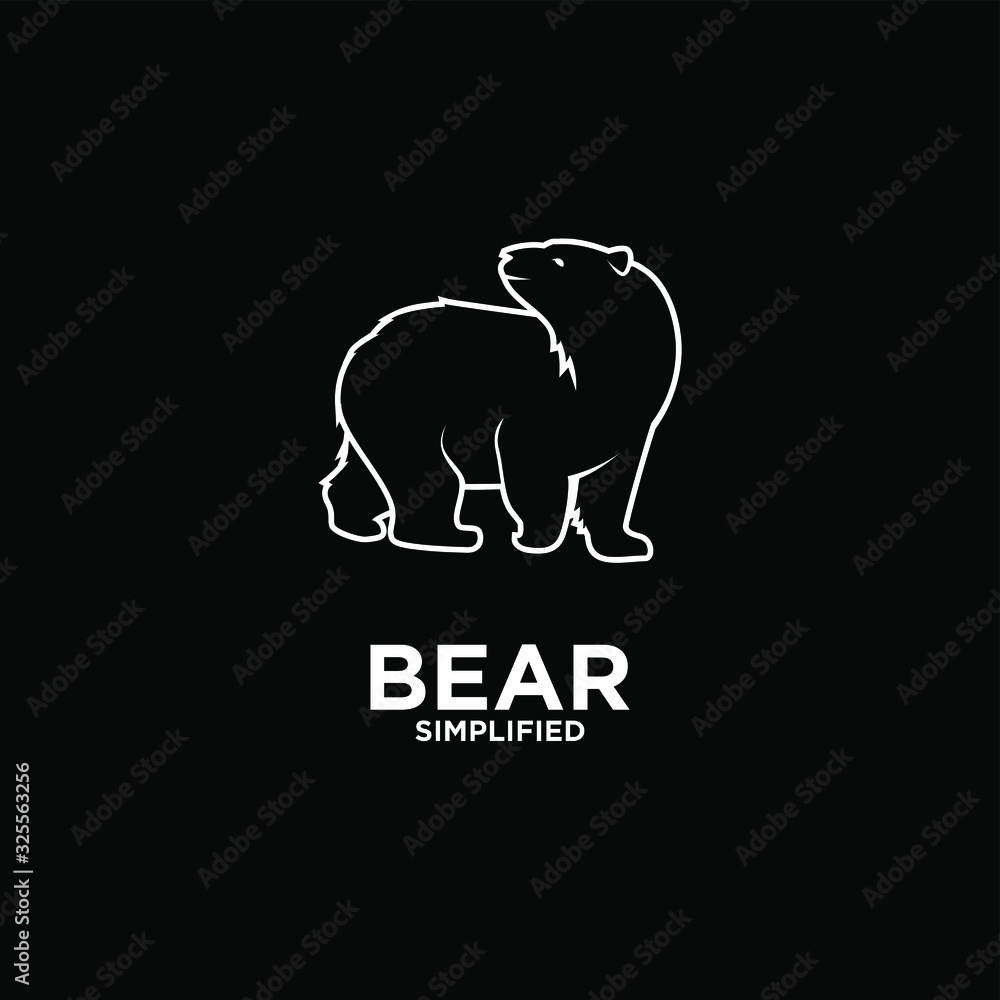 Black Bear outline line logo icon design vector illustration