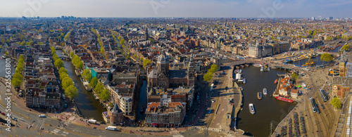 Photography Panoramic aerial view of Amsterdam in a beautiful summer day, The Netherlands