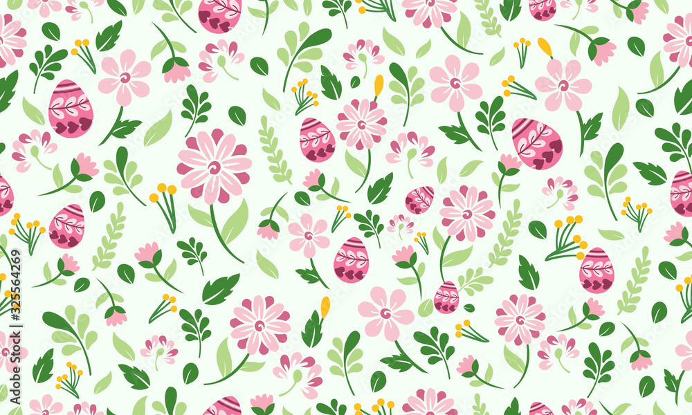 custom made wallpaper toronto digitalUnique shape egg for Easter, with leaf and floral pattern background decor.