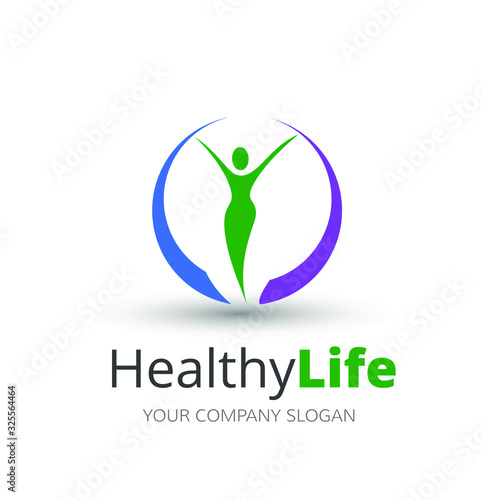 people Healthy Life, fitness, heath care Logo template vector icon, 