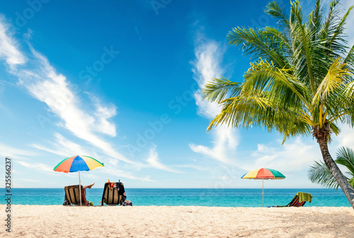 Exotic tropical beach landscape for background or wallpaper. Tranquil beach scene for travel inspirational, Summer holiday and vacation concept for tourism relaxing.