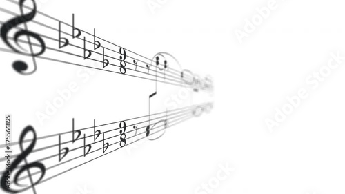 Black harmony orchestra music note composition with melody score on a white background