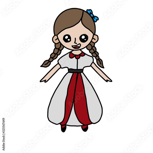 Simple design of illustration Little girl character 