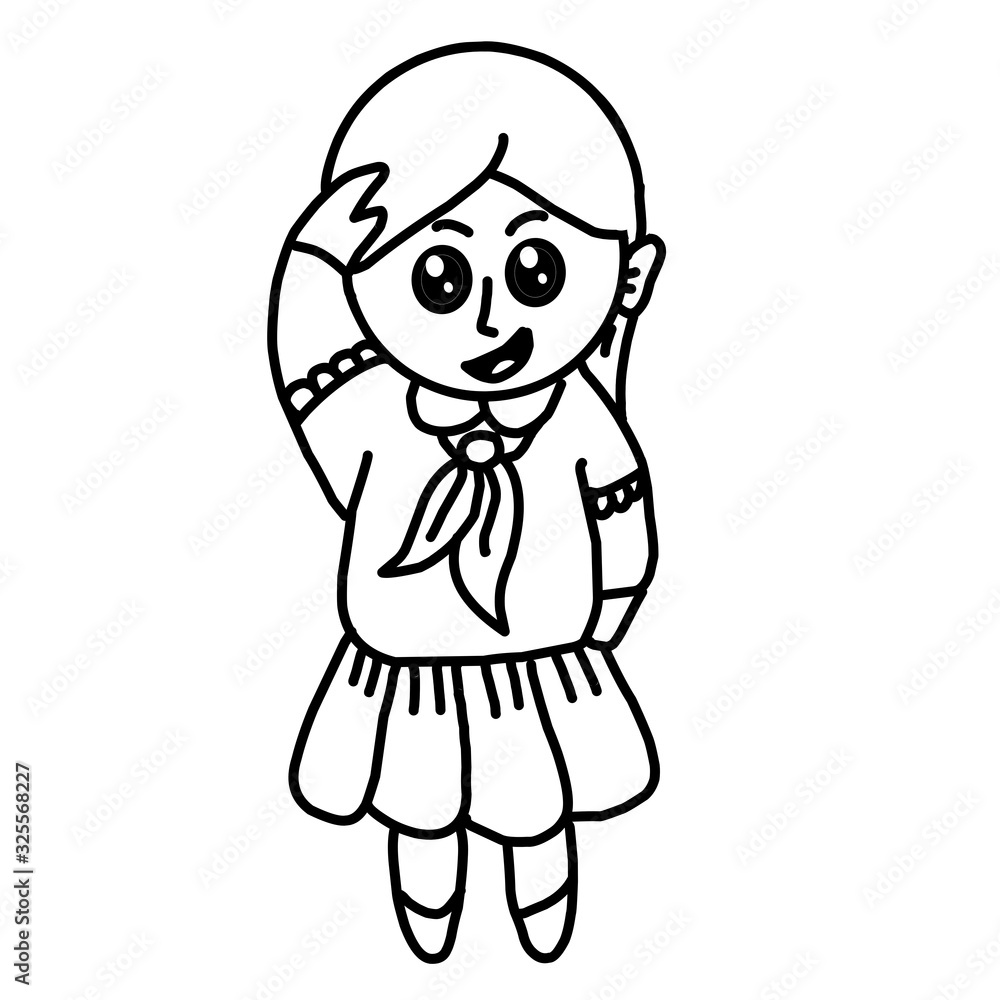 Sketch design of illustration Little girl character 
