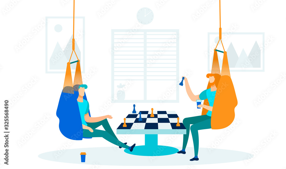 Premium Vector  Cartoon character playing chess game