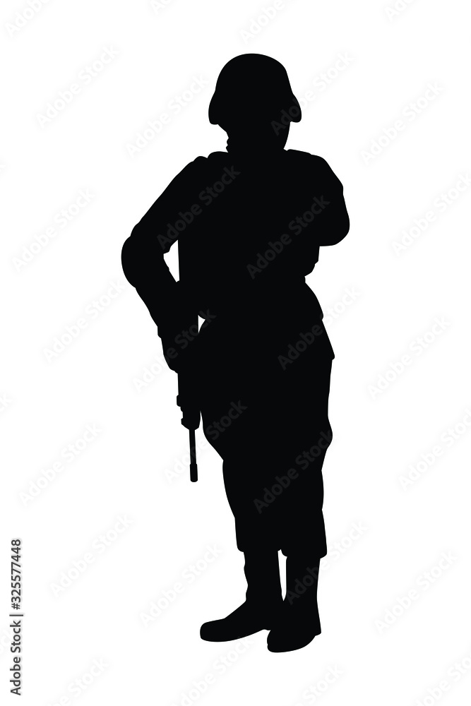 Standing soldier with weapon silhouette vector Standing soldier with weapon silhouette vector