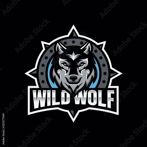 Wild wolf esport mascot logo design vector illustration