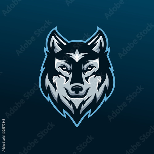 Wild wolf esport mascot logo design vector illustration