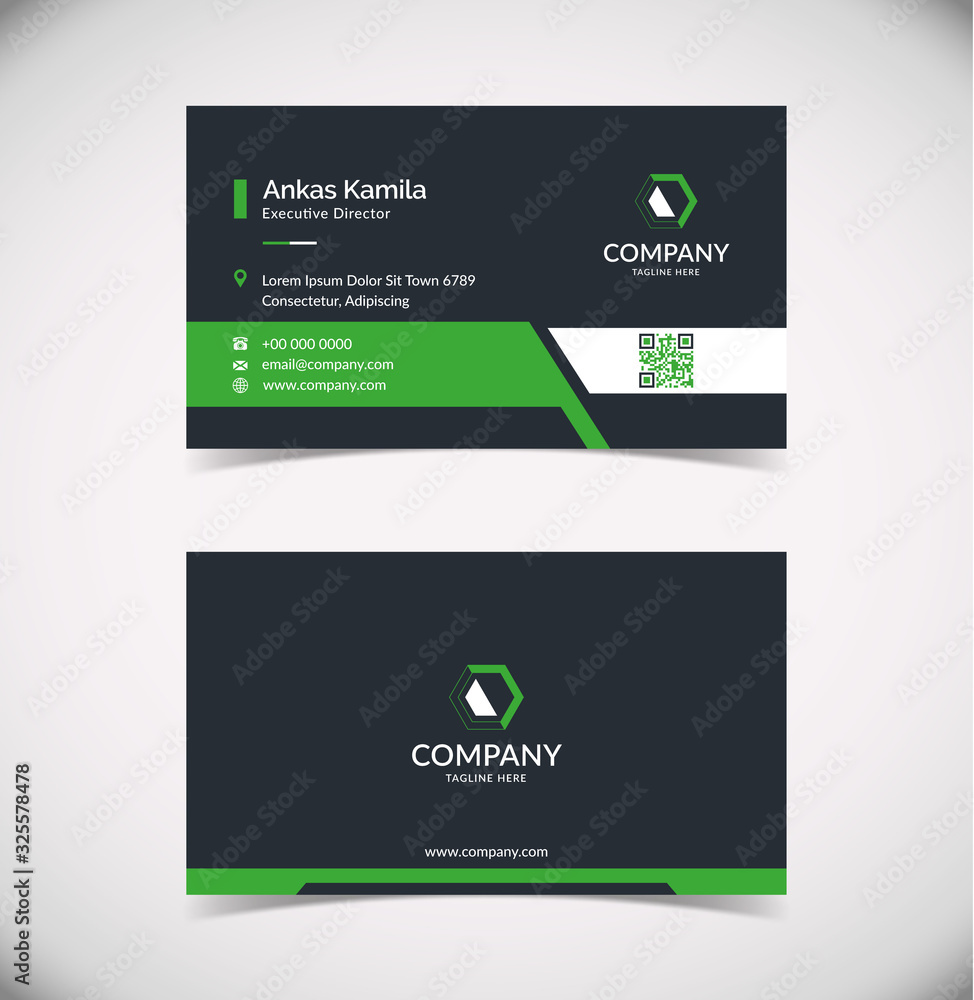 Modern Green Geometric Business Card Template Modern Green Geometric Business Card Template