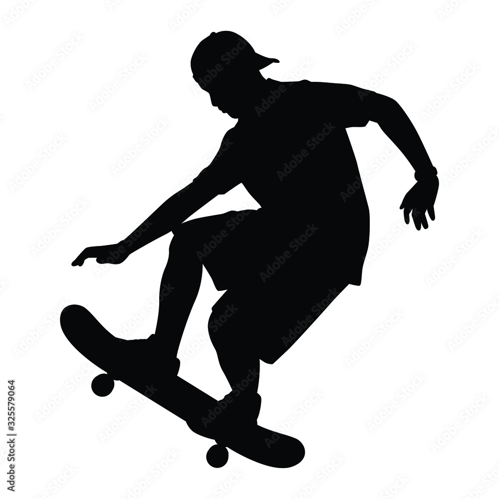 Skate boarding man silhouette vector Skate boarding man silhouette vector
