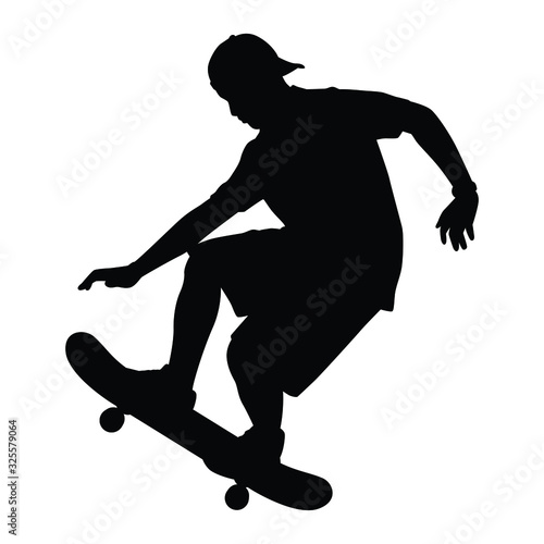Skate boarding man silhouette vector