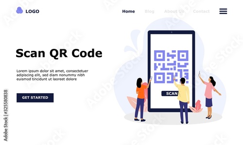 QR Code Scanning Vector Illustration Concept, Suitable for web landing page, ui,  mobile app, editorial design, flyer, banner, and other related occasion