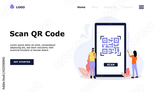 QR Code Scanning Vector Illustration Concept, Suitable for web landing page, ui,  mobile app, editorial design, flyer, banner, and other related occasion