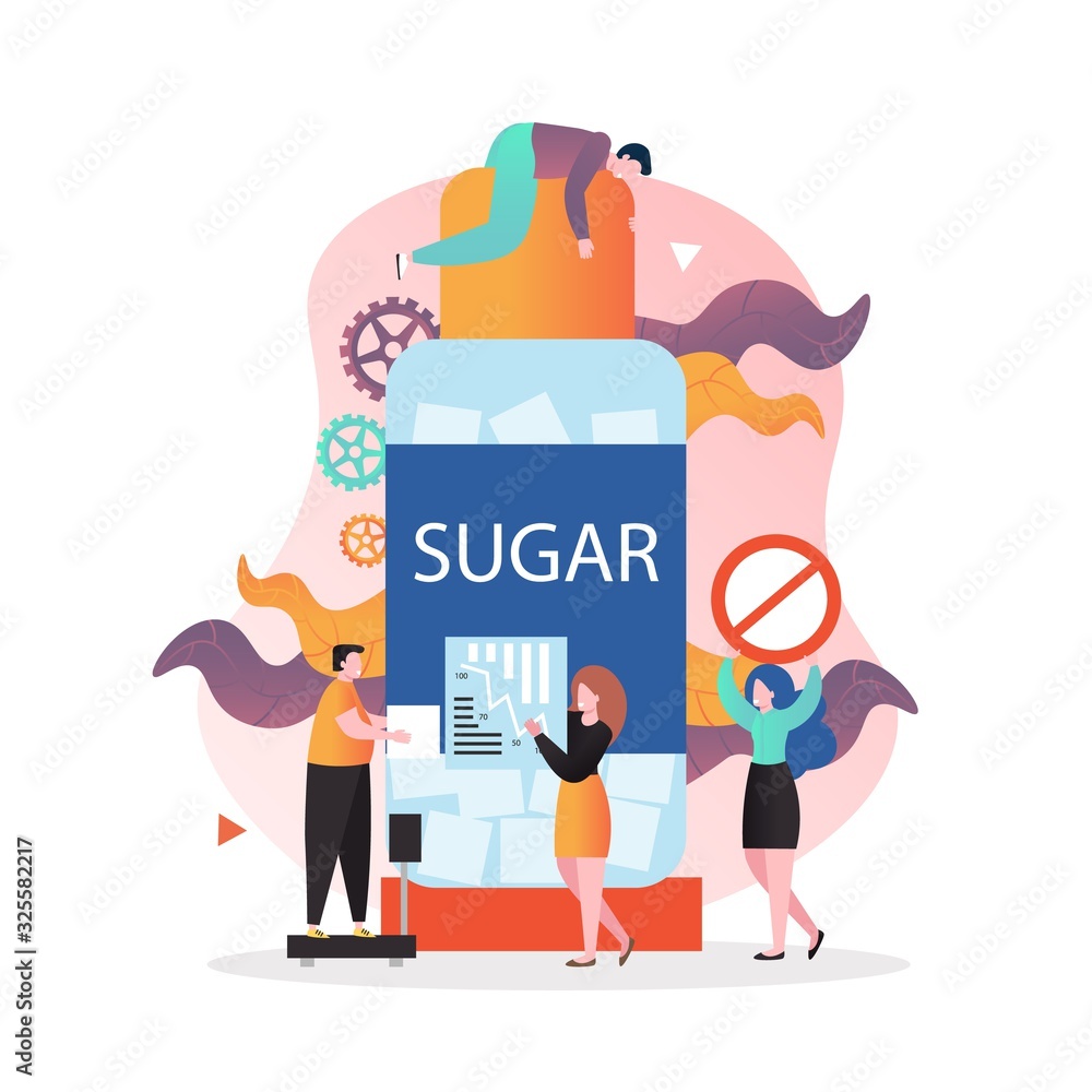 No sugar diet vector concept for web banner, website page No sugar diet vector concept for web banner, website page