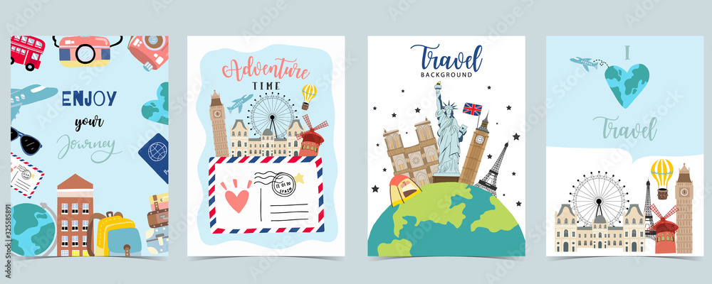 Φωτογραφία Travel to world background set in europe,america