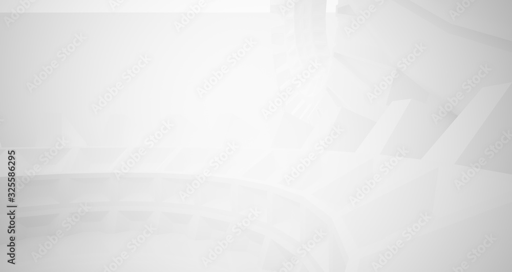 Abstract architectural background, white interior with discs. 3D illustration and rendering. Abstract architectural background, white interior with discs. 3D illustration and rendering.