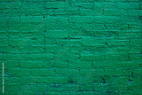 Brick Wall Painted Green Texture Detail Close Uo