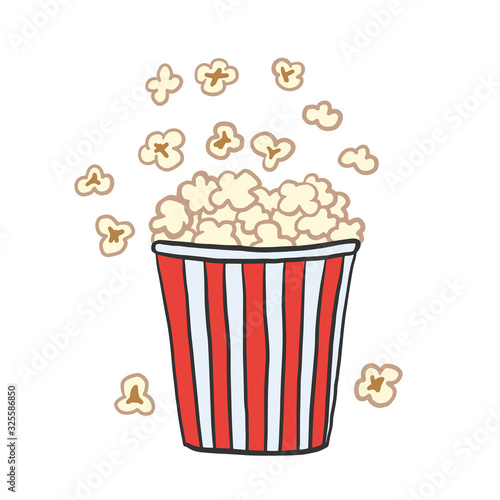 Popcorn. Vector color illustration in cartoon style. Drawing popcorn.