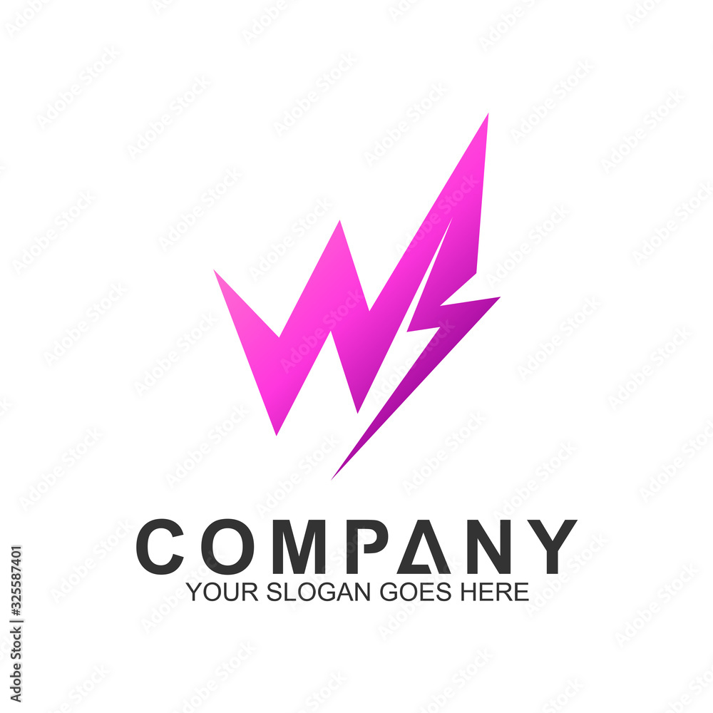 Obraz premium abstract thunder letter W logo