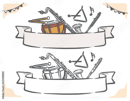 クラシック音楽がテーマのラベル、バナー素材