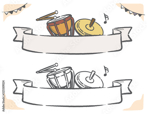 打楽器のラベル、バナー素材