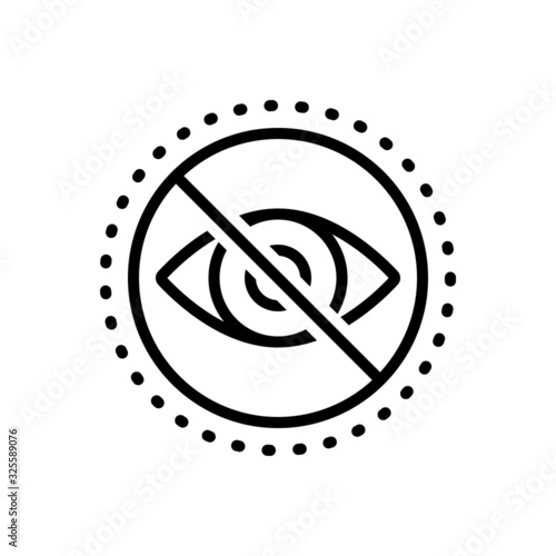 Black line icon for blind eye