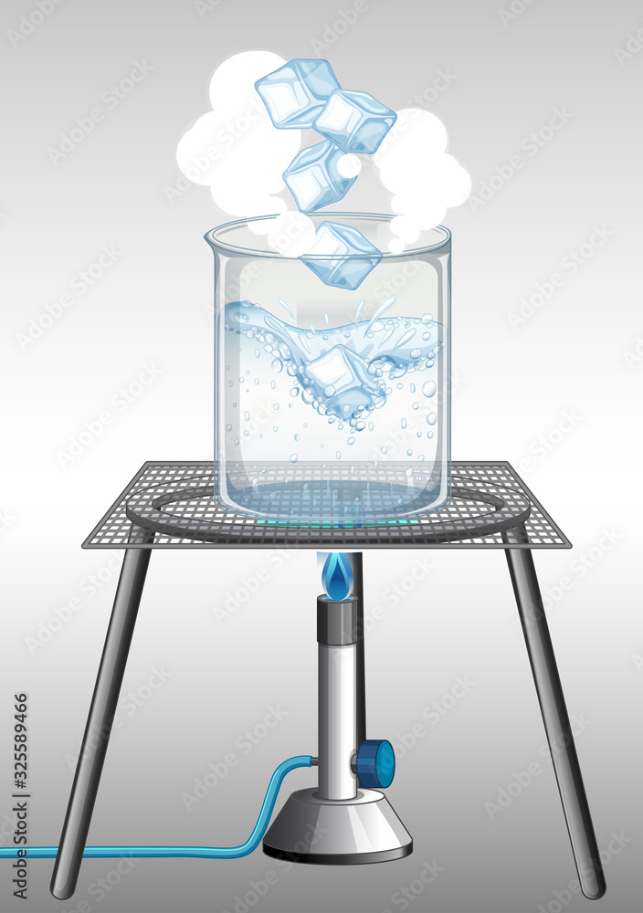 Science experiment with burning ice in the beaker Science experiment with burning ice in the beaker