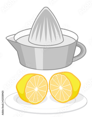 Lemon cut in two pieces and juice maker