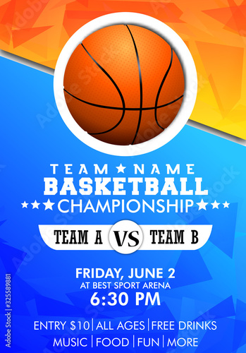 Basketball game banner, team competition design.Basketball tournament