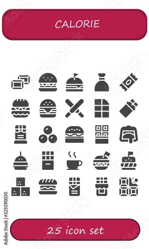 Modern Simple Set of calorie Vector filled Icons