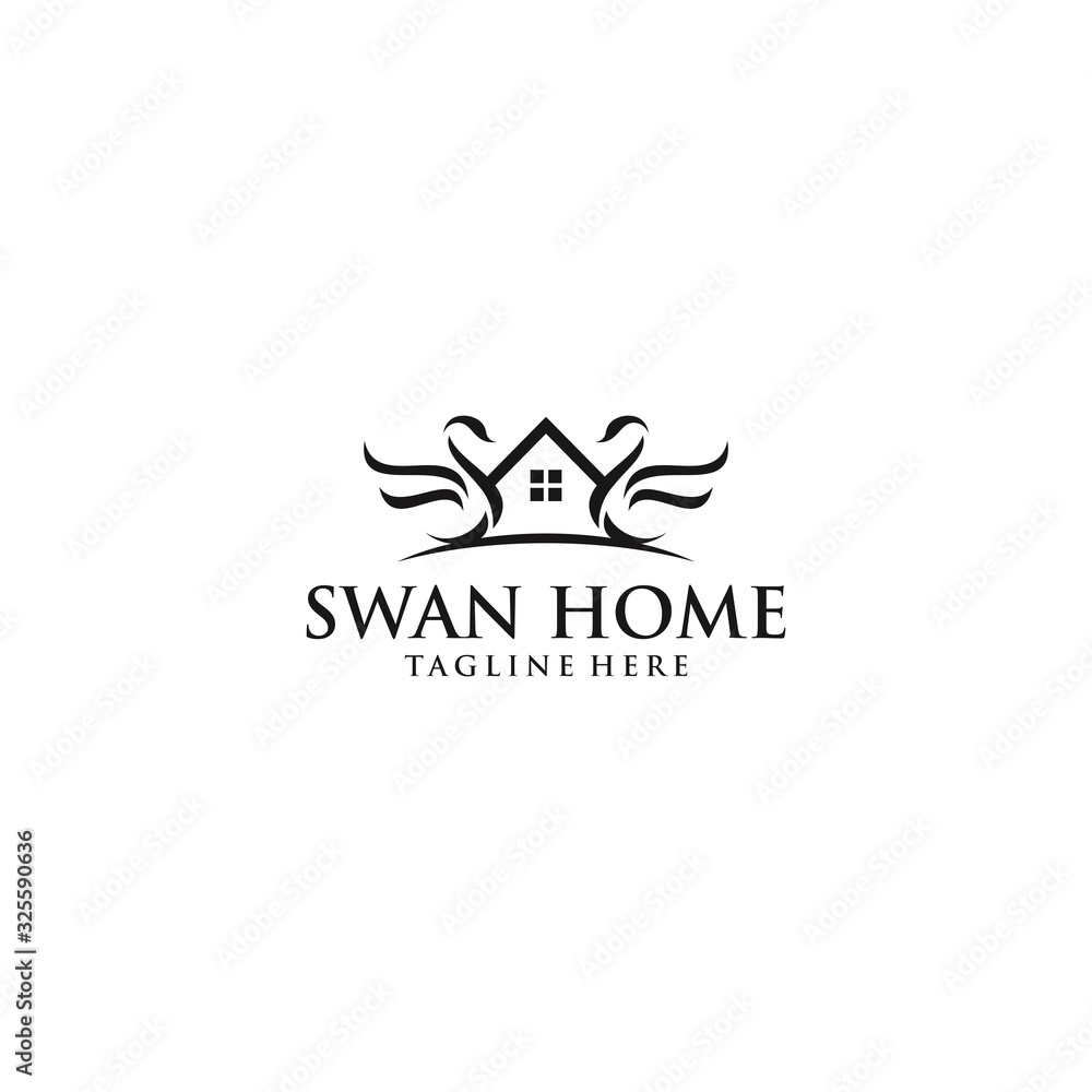 Illustration Vector Graphic swan home logo for inspiration