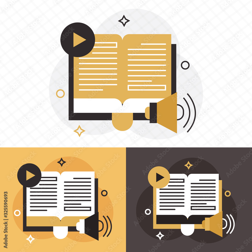 Audio book, e learning or online education concept Audio book, e learning or online education concept